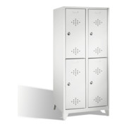 C+P Classic armoire à deux niveaux sur pieds 4 compartiments avant gris clair corps gris clair gris clair