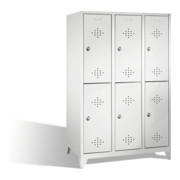 C+P Classic armoire à deux niveaux sur pieds 6 compartiments avant gris clair corps gris clair gris clair