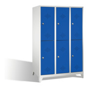 C+P armoire à deux niveaux Classic sur pieds 6 compartiments Façade Gentiane avant corps bleu carrosserie gris clair