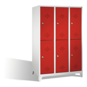 C+P armoire à deux niveaux Classic sur pieds 6 compartiments avant rouge rubis corps gris clair gris clair