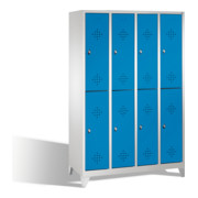 C+P Classic armoire à deux niveaux sur pieds 8 compartiments avant bleu clair carrosserie gris clair