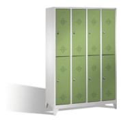 C+P Classic armoire à deux niveaux sur pieds 8 compartiments Avant Reseda corps vert vert clair gris clair