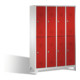 C+P armoire à deux niveaux Classic sur pieds 8 compartiments avant rouge rubis corps gris clair gris clair-1