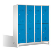 C+P Armoire à casiers Classic à deux niveaux sur pieds, 8 compartiments, H1850×I1590×P500mm Façade bleu clair Corps gris clair-1