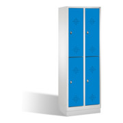 Armoire à deux niveaux C+P Classic sur socle, 4 compartiments, H1800xL610xP500mm face avant bleu clair corps gris clair-1