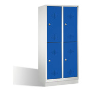 C+P Classic armoire à deux niveaux sur socle 4 compartiments Façade Gentiane avant corps bleu carrosserie gris clair