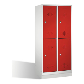 C+P Classic armoire à deux niveaux sur socle 4 compartiments Façade Rouge rubis Corps Gris clair