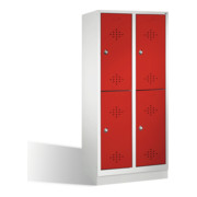 C+P Classic armoire à deux niveaux sur socle 4 compartiments Façade Rouge rubis Corps Gris clair