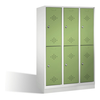 C+P Classic armoire à deux niveaux sur 6 compartiments base/socle Façade Reseda vert vert clair Corps gris clair