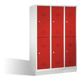 C+P Classic armoire à deux niveaux sur base 6 bases Façade Rouge rubis Corps Gris clair