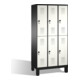 C+P armoire à deux niveaux Evolo sur pieds 6 compartiments avant blanc pur corps blanc noir gris noir