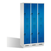 C+P armoire double étage Evolo sur socle 6 compartiments avant gentiane bleu gentiane corps gris clair