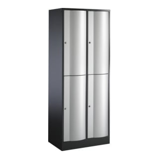 Armoire à deux niveaux C+P Resisto, 4 compartiments, H1950xL770xP540mm face avant blanc corps aluminium noir gris noir