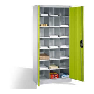 Armoire à dossiers Acurado de C+P avec portes battantes, 21 compartiments intérieurs, H1950xL930xP400mm Façade vert viridine Corps gris clair