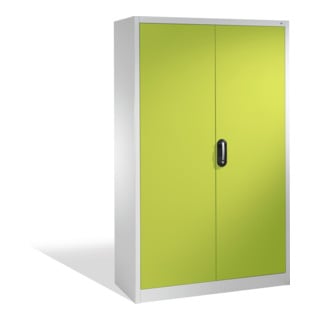 Armoire à dossiers Acurado de C+P avec portes battantes, 5 hauteurs de classeurs, H1950xL1200xP400mm Façade vert viridine Corps gris clair