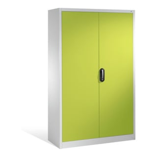 Armoire à dossiers Acurado de C+P avec portes battantes, 5 hauteurs de classeurs, H1950xL1200xP500mm Façade vert viridine Corps gris clair