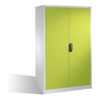 Armoire à dossiers Acurado de C+P avec portes battantes, 5 hauteurs de classeurs, H1950xL1200xP600mm Façade vert viridine Corps gris clair
