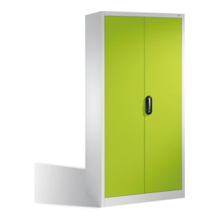 Armoire à dossiers Acurado de C+P avec portes battantes, 5 hauteurs de classeurs, H1950xL930xP500mm Façade vert viridine Corps gris clair
