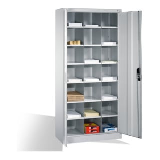 Armoire à dossiers C+P Acurado avec portes battantes, 21 compartiments intérieurs, H1950xL930xP400mm Façade gris clair Corps gris clair