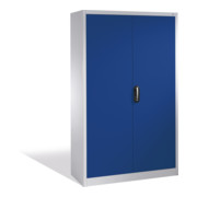 Armoire à dossiers C+P Acurado avec portes battantes, 5 hauteurs de classeurs, H1950xL1200xP400mm Façade bleu lapis Corps gris clair-1