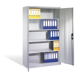 Armoire à dossiers C+P Acurado avec portes battantes, 5 hauteurs de classeurs, H1950xL1200xP500mm Façade gris clair Corps gris clair