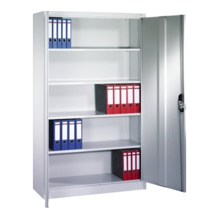 Armoire à dossiers C+P Acurado avec portes battantes, 5 hauteurs de classeurs, H1950xL1200xP600mm Façade gris clair Corps gris clair