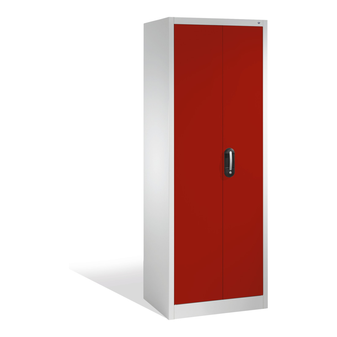 Armoire à dossiers C+P Acurado avec portes battantes, 5 hauteurs de classeurs, H1950xL700xP500mm Façade rouge rubis Corps gris clair