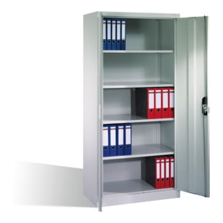 Armoire à dossiers C+P Acurado avec portes battantes, 5 hauteurs de classeurs, H1950xL930xP500mm Façade gris clair Corps gris clair