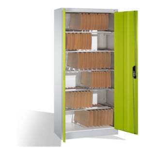 Armoire à dossiers C+P Acurado avec portes battantes, 6 barres de suspension à l'intérieur, H1950xL930xP400mm Couleur façade vert viridine