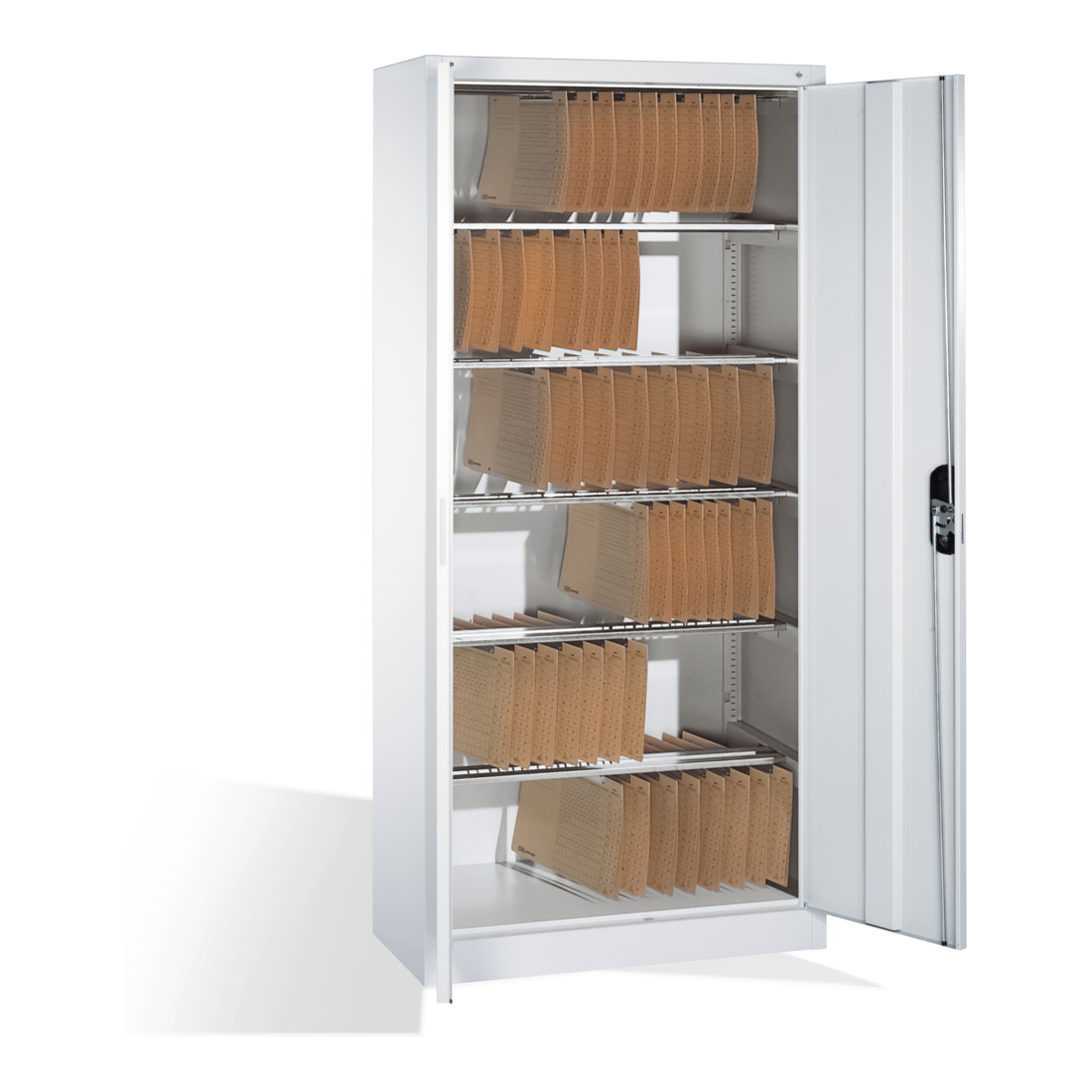 Armoire à dossiers C+P Acurado avec portes battantes, 6 barres de suspension à l'intérieur, H1950xL930xP400mm Façade blanc pur