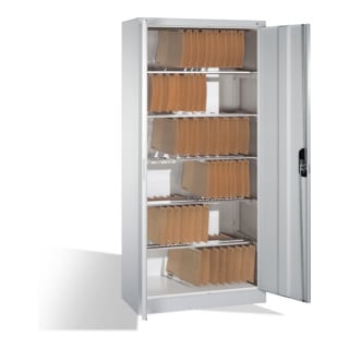 Armoire à dossiers C+P Acurado avec portes battantes, 6 barres de suspension à l'intérieur, H1950xL930xP400mm Façade gris clair