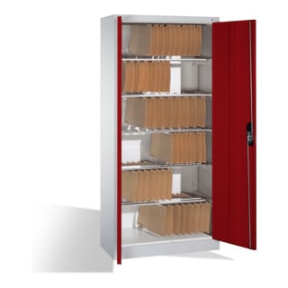 Armoire à dossiers C+P Acurado avec portes battantes, 6 barres de suspension à l'intérieur, H1950xL930xP400mm Façade rouge rubis