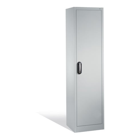 Armoire à outils C+P avec porte battante, 4 tablettes intérieures, H1950xL500xP400mm Façade gris clair Corps gris clair