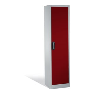 Armoire à outils C+P avec porte battante, 4 tablettes intérieures, H1950xL500xP400mm Façade rouge rubis Corps gris clair