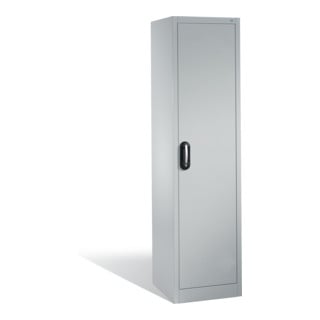 Armoire à outils C+P avec porte battante, 4 tablettes intérieures, H1950xL500xP500mm Façade gris clair Corps gris clair