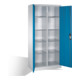 Armoire à outils C+P avec portes battantes, 10 compartiments intérieurs, H1950xL930xP500mm Façade bleu clair Corps gris clair-1