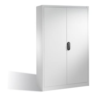 Armoire à outils C+P avec portes battantes, 4 tablettes intérieures, H1950xL1200xP400mm Façade gris clair Corps gris clair