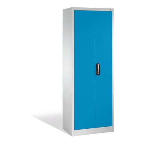 Armoire à outils C+P avec portes battantes, 4 tablettes intérieures, H1950xL700xP400mm Façade bleu clair Corps gris clair