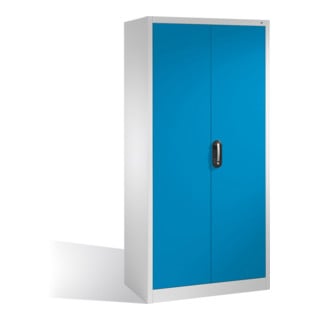 Armoire à outils C+P avec portes battantes, 4 tablettes intérieures, H1950xL930xP500mm Façade bleu clair Corps gris clair