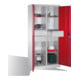 Armoire à outils C+P avec portes battantes, 6 tablettes, 4 tiroirs, H1950xL930xP500mm Façade rouge rubis Corps gris clair-1