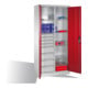 Armoire à outils C+P avec portes battantes, 6 tablettes, 8 tiroirs, H1950xL930xP500mm Façade rouge rubis Corps gris clair-1