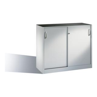 Armoire à outils C+P avec portes coulissantes à l'intérieur 1 tablette avant gris clair corps gris clair gris clair