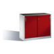 Armoire à outils C+P avec portes coulissantes à l'intérieur 1 tablette avant rouge rubis corps gris clair-1