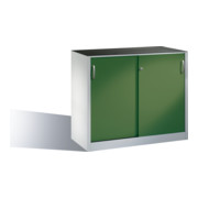 Armoire à outils C+P avec portes coulissantes à l'intérieur 1 tablette avant Corps vert Reseda gris clair
