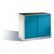 Armoire à outils C+P avec portes coulissantes, intérieur 1 tablette, H1000xL1200xP600mm face avant bleu clair corps gris clair-1