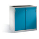 Armoire à outils C+P avec portes coulissantes à l'intérieur 2 étagères à l'avant corps bleu clair corps gris clair-1