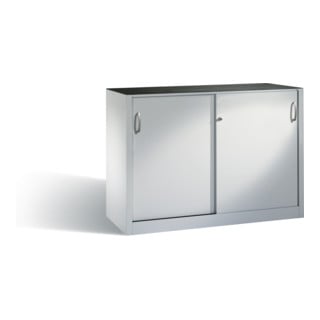 Armoire à outils C+P avec portes coulissantes à l'intérieur 2 x 1 tablettes avant gris clair corps gris clair gris clair