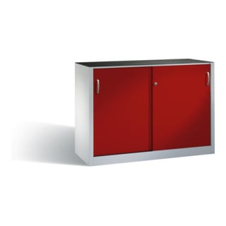 Armoire à outils C+P avec portes coulissantes à l'intérieur 2 x 1 plancher avant rouge rubis corps gris clair