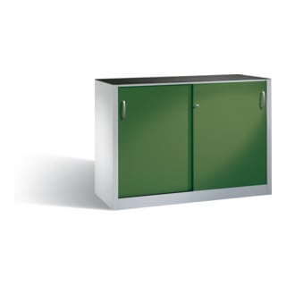 Armoire à outils C+P avec portes coulissantes à l'intérieur de 2 x 1 tablette avant Corps vert Reseda gris clair