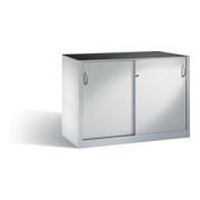 Armoire à outils C+P avec portes coulissantes à l'intérieur 2 x 1 tablettes avant gris clair corps gris clair gris clair